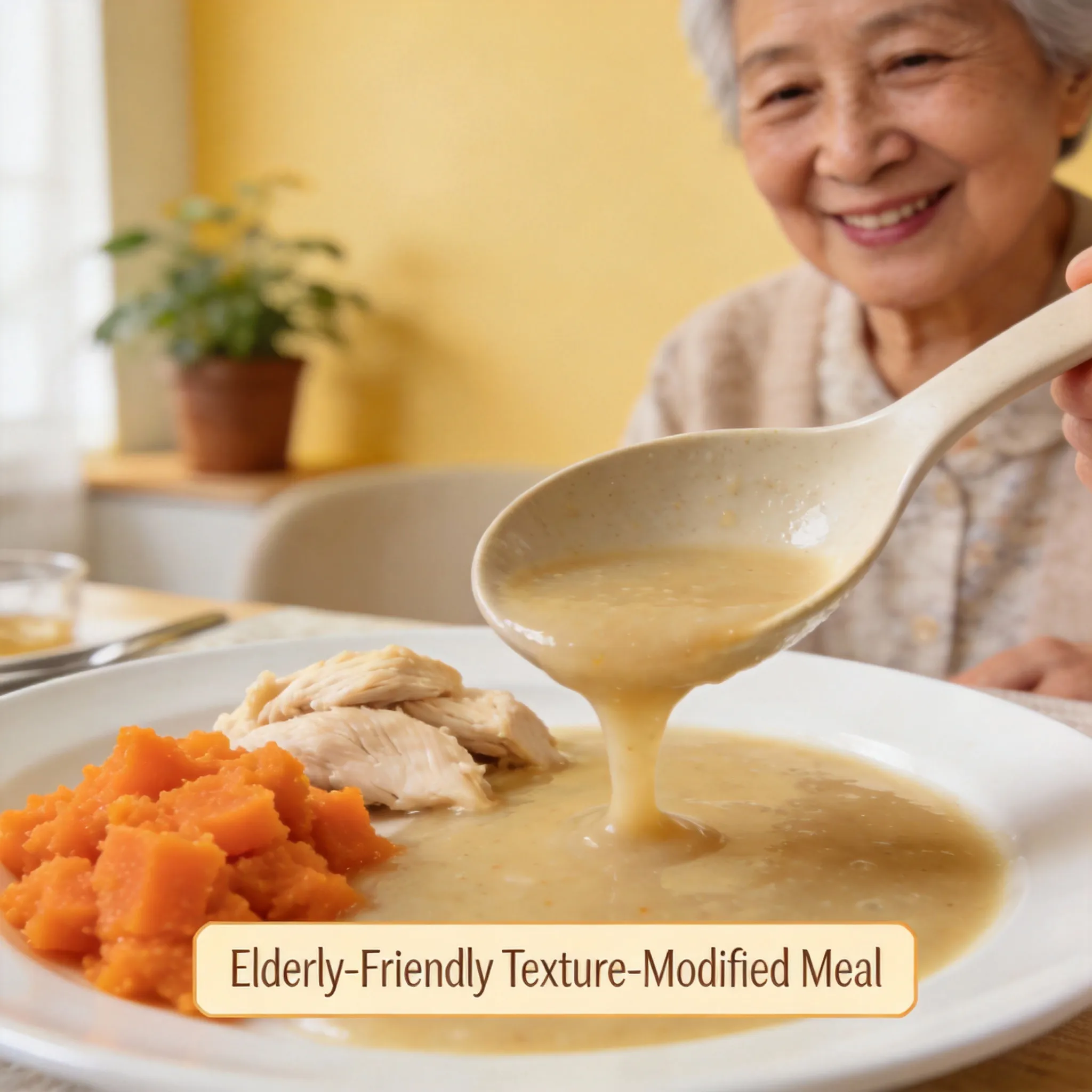 Elderly-friendly texture-modified meal