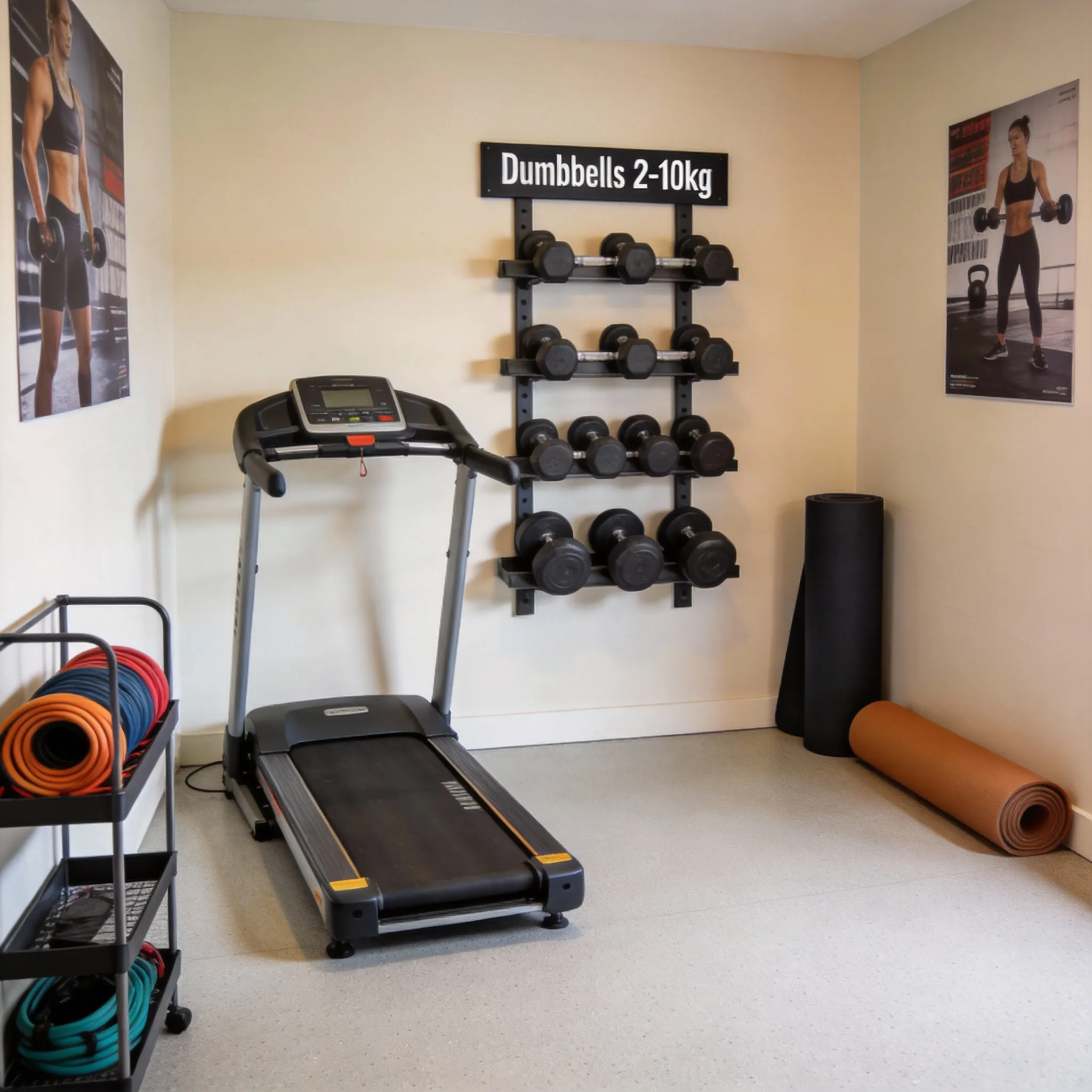Compact gym layout in small space