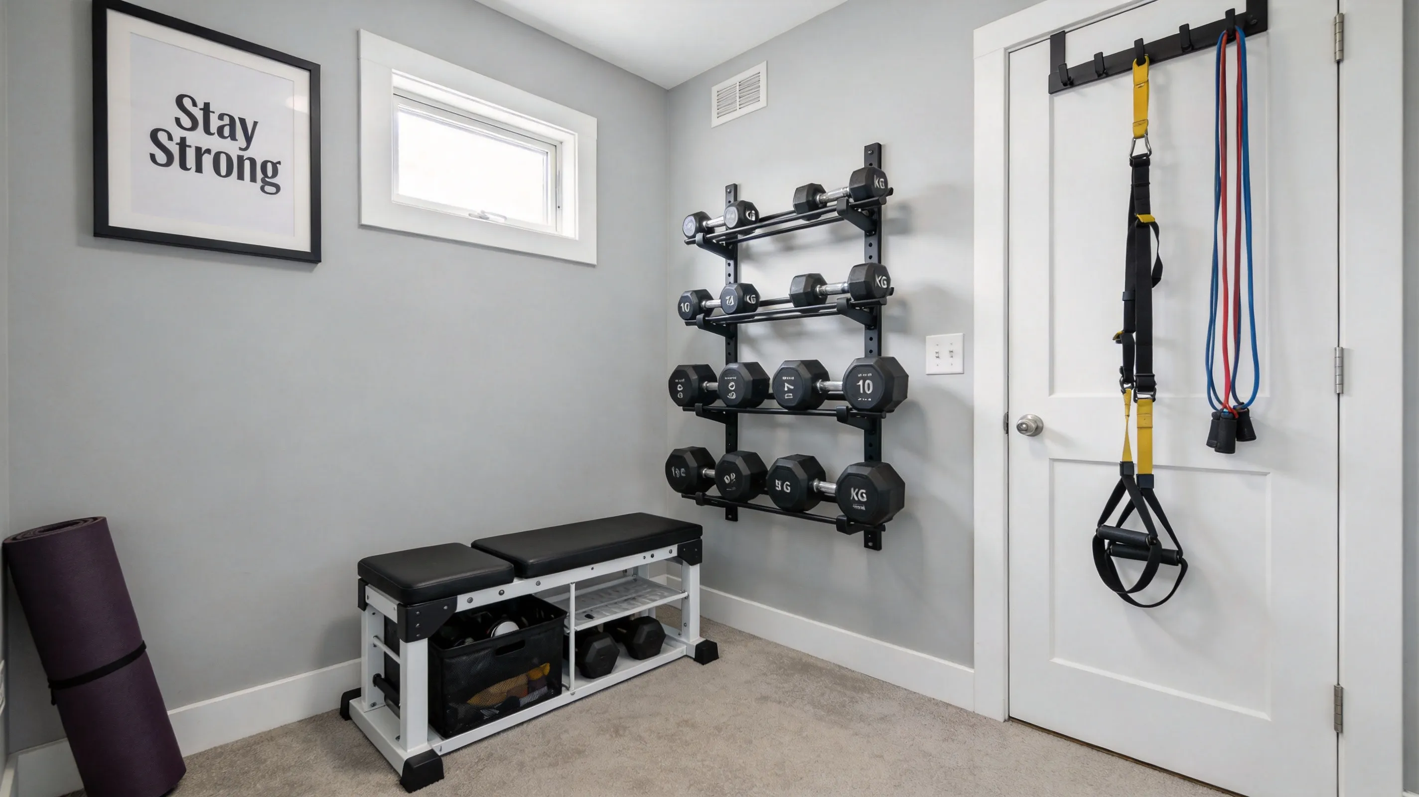 Home gym with key equipment