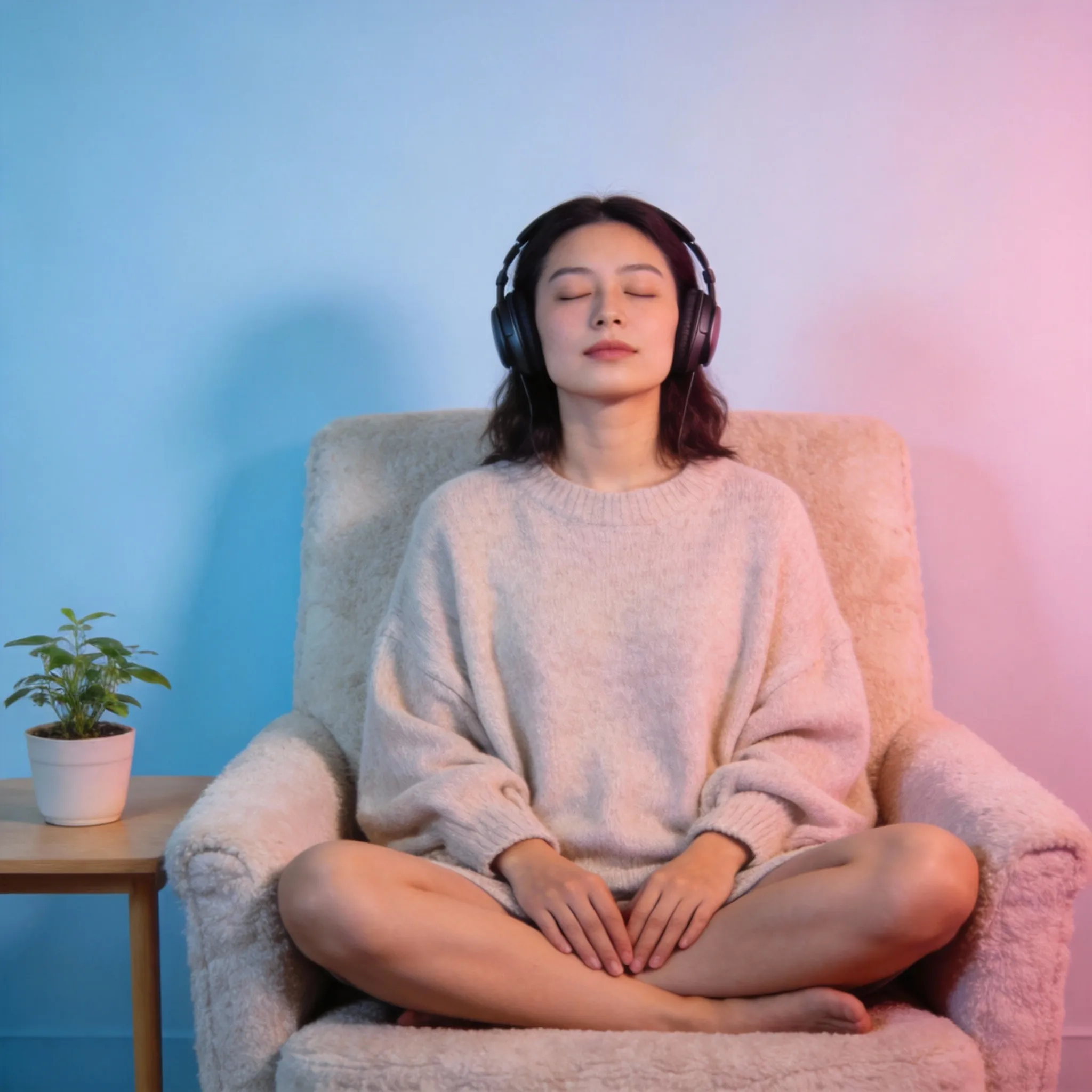 Person Using Music for Emotional Therapy