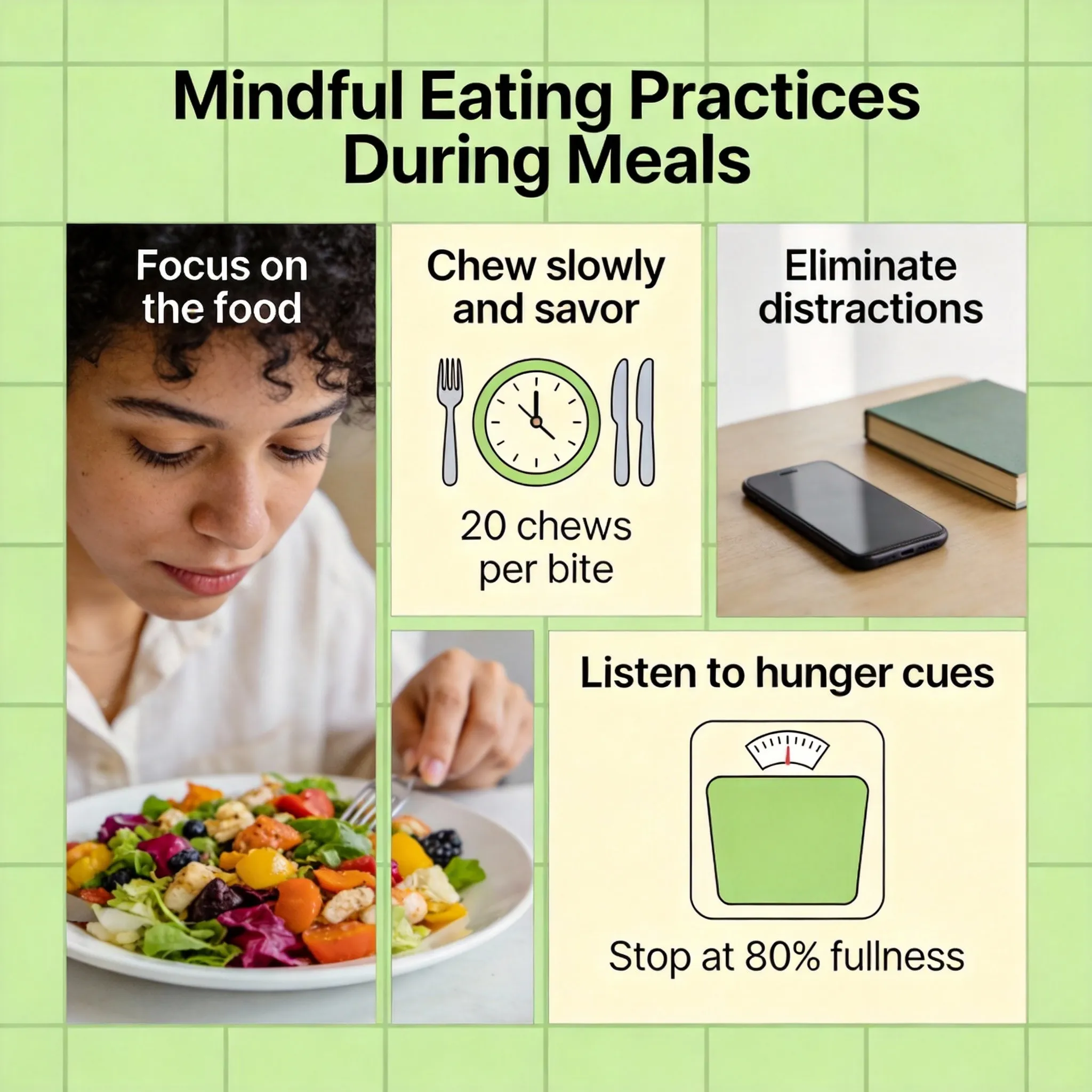 Mindful meal example with colorful food