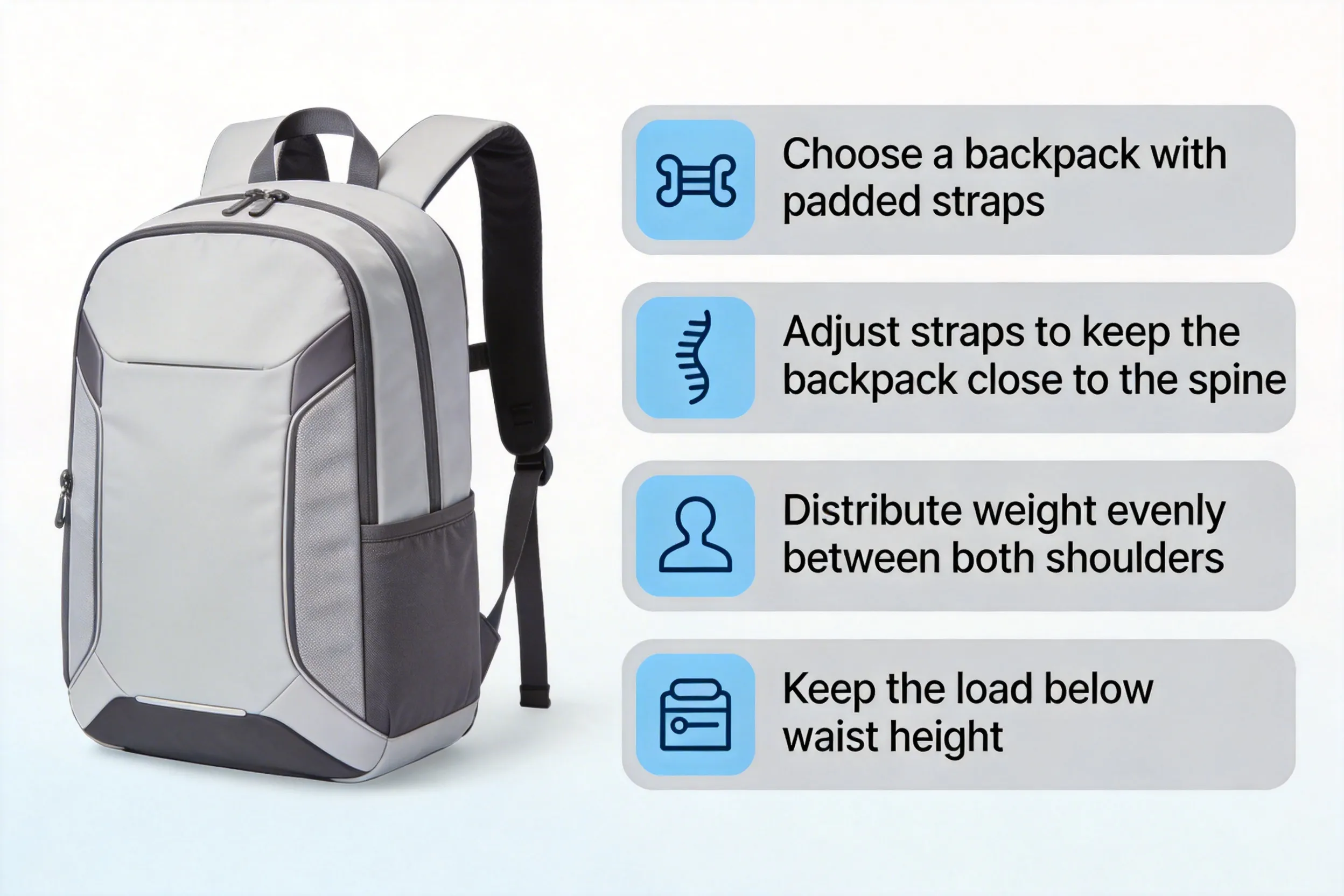 correct backpack posture - TCM wellness visual