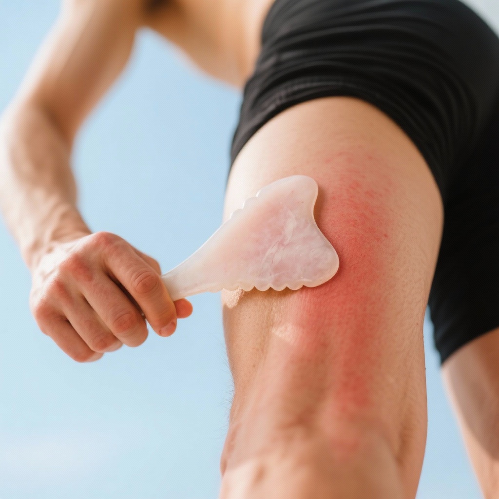 Gua Sha for muscle soreness relief on legs after running workout