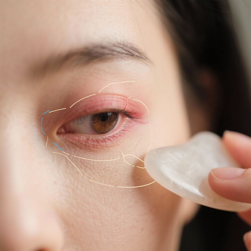 Gua sha for digital eye strain, promoting ocular wellness.