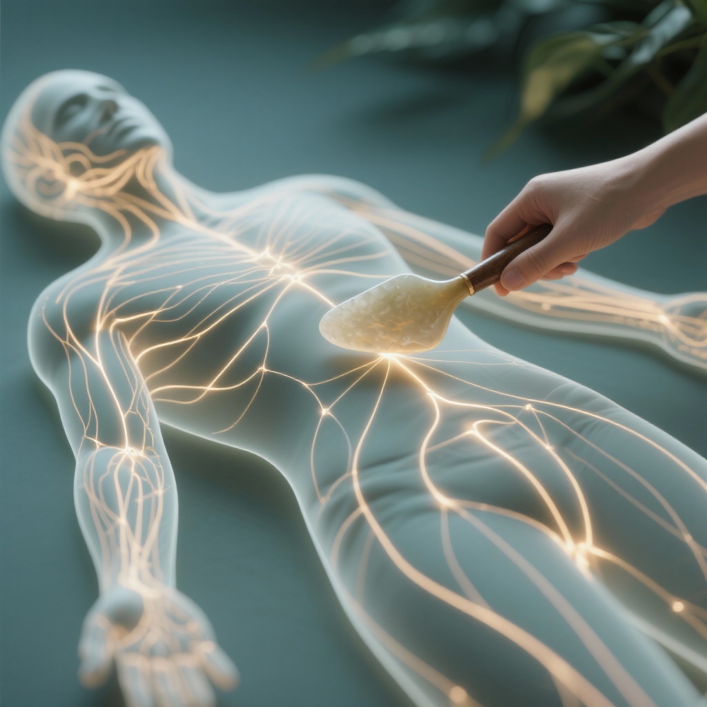 Person receiving Gua Sha on their back, releasing stagnant energy