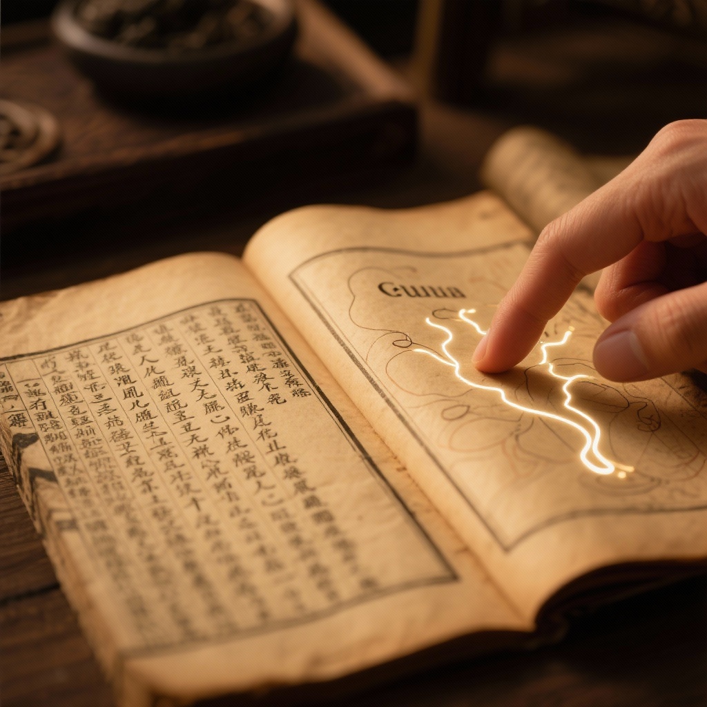 Ancient Gua Sha tool on historical parchment