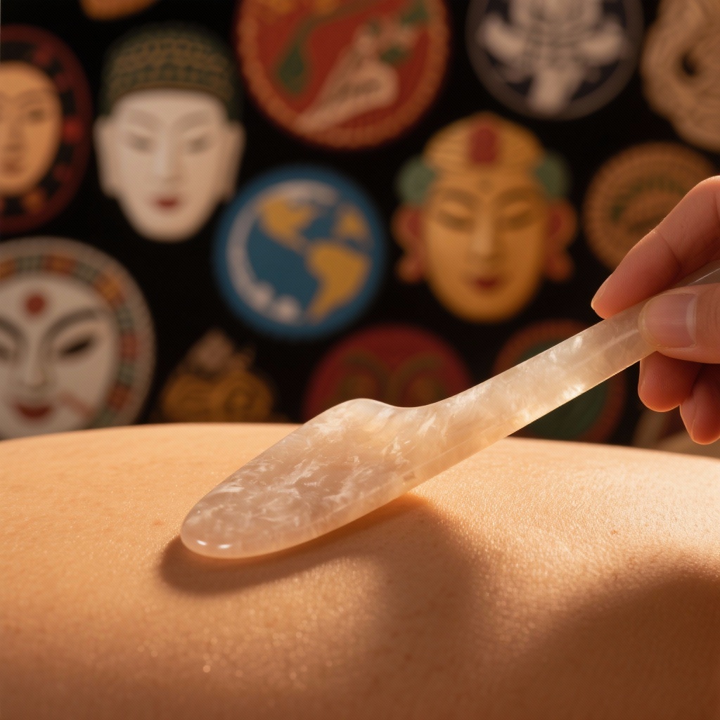 A person gently performing gua sha for self-care, wellness tools