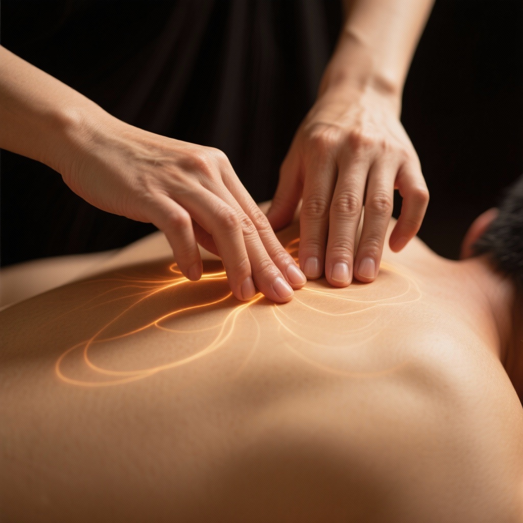Tuina massage hands promoting qi and blood harmony
