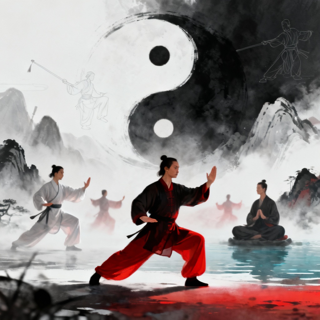 Tai Chi and Martial Arts practitioners in balanced pose