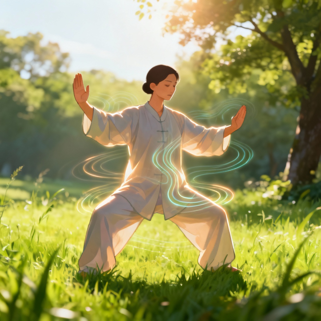 Qigong for Qi and Blood practice in a serene garden