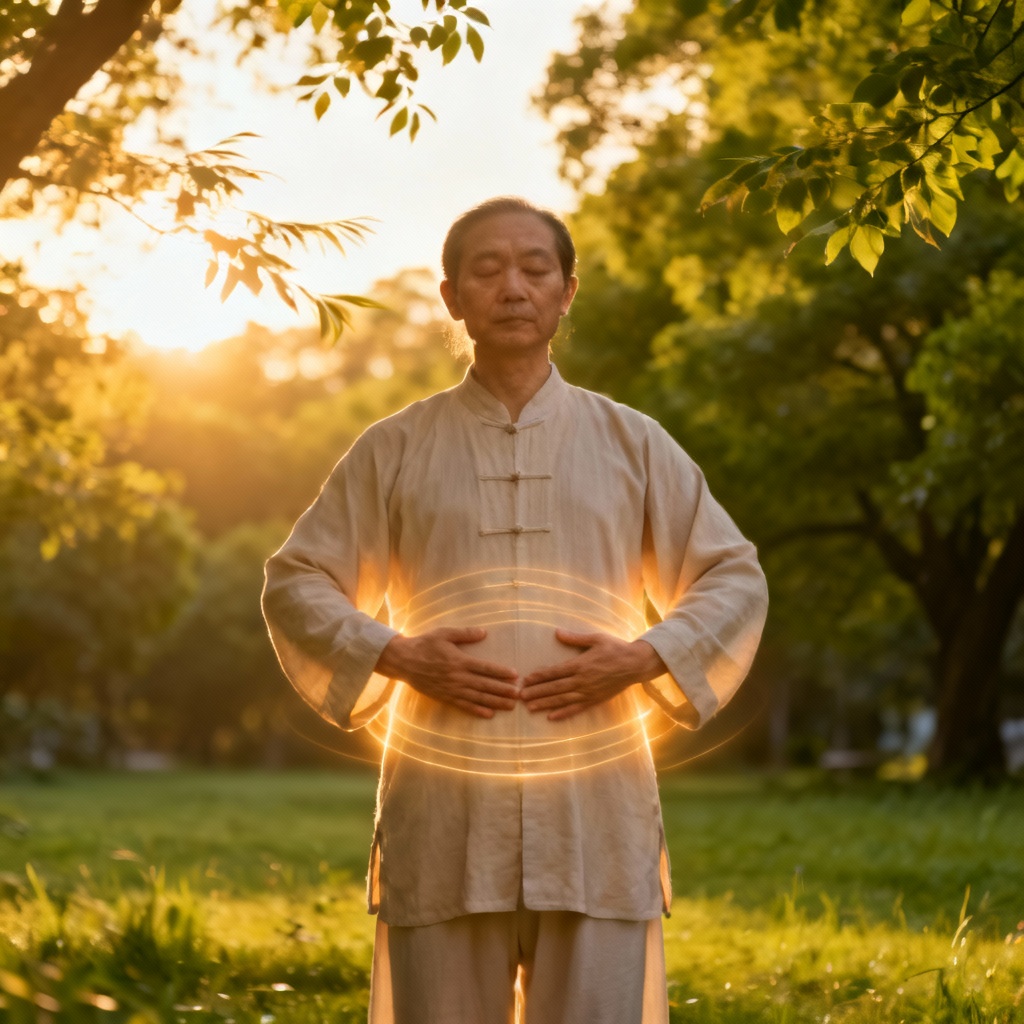Qigong for Respiratory Health, gentle breathing exercise at sunrise