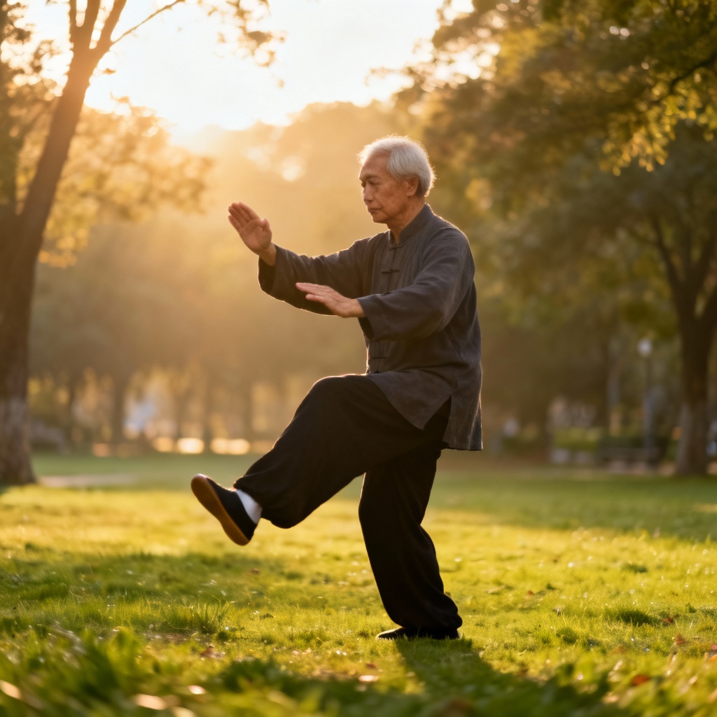 Tai Chi for elderly balance, improving posture and strength.