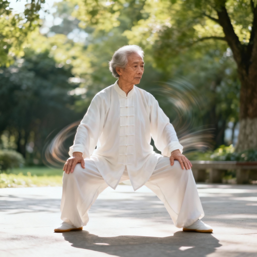 Tai Chi for Knee Pain, focus on knee alignment and body posture.