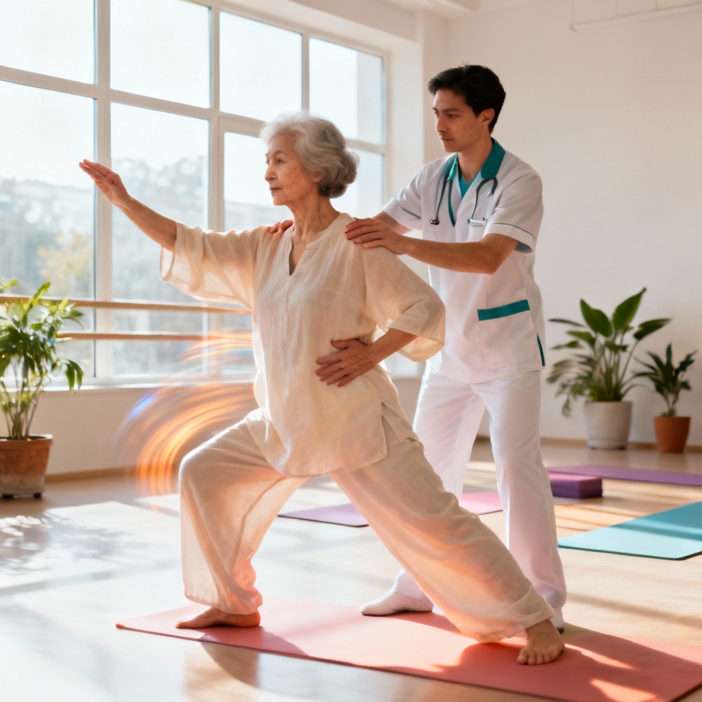 Tai Chi for Rehabilitation, instructor assisting senior