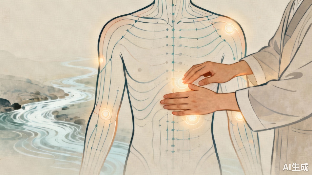 Tuina and Meridians practitioner massaging a client's back for energy flow.