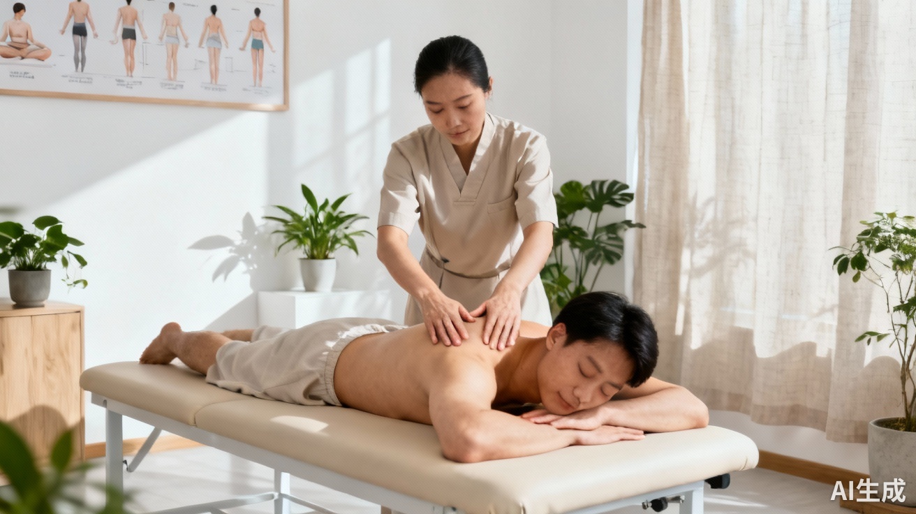Tuina massage contraindications: A person receiving a back massage in a professional setting