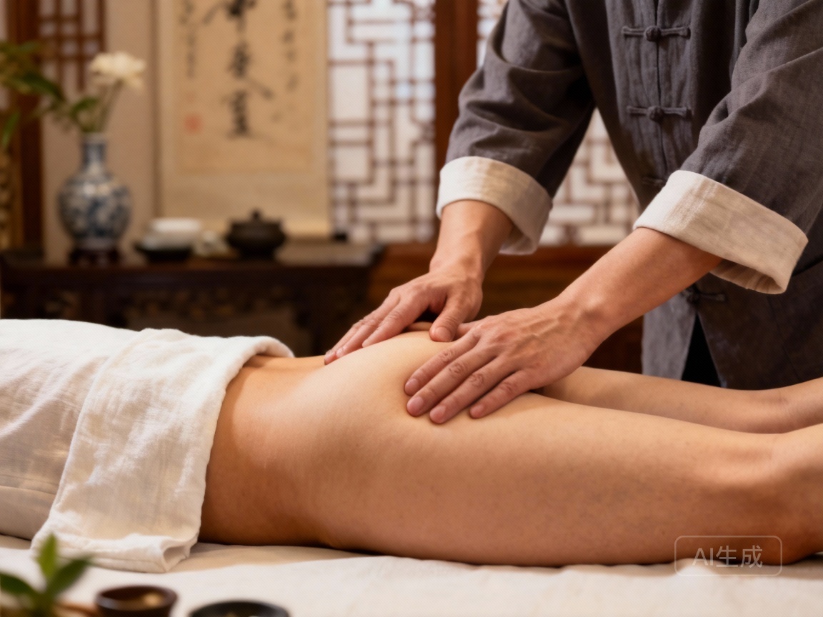 Tuina for Sciatica Relief: practitioner working on lower back