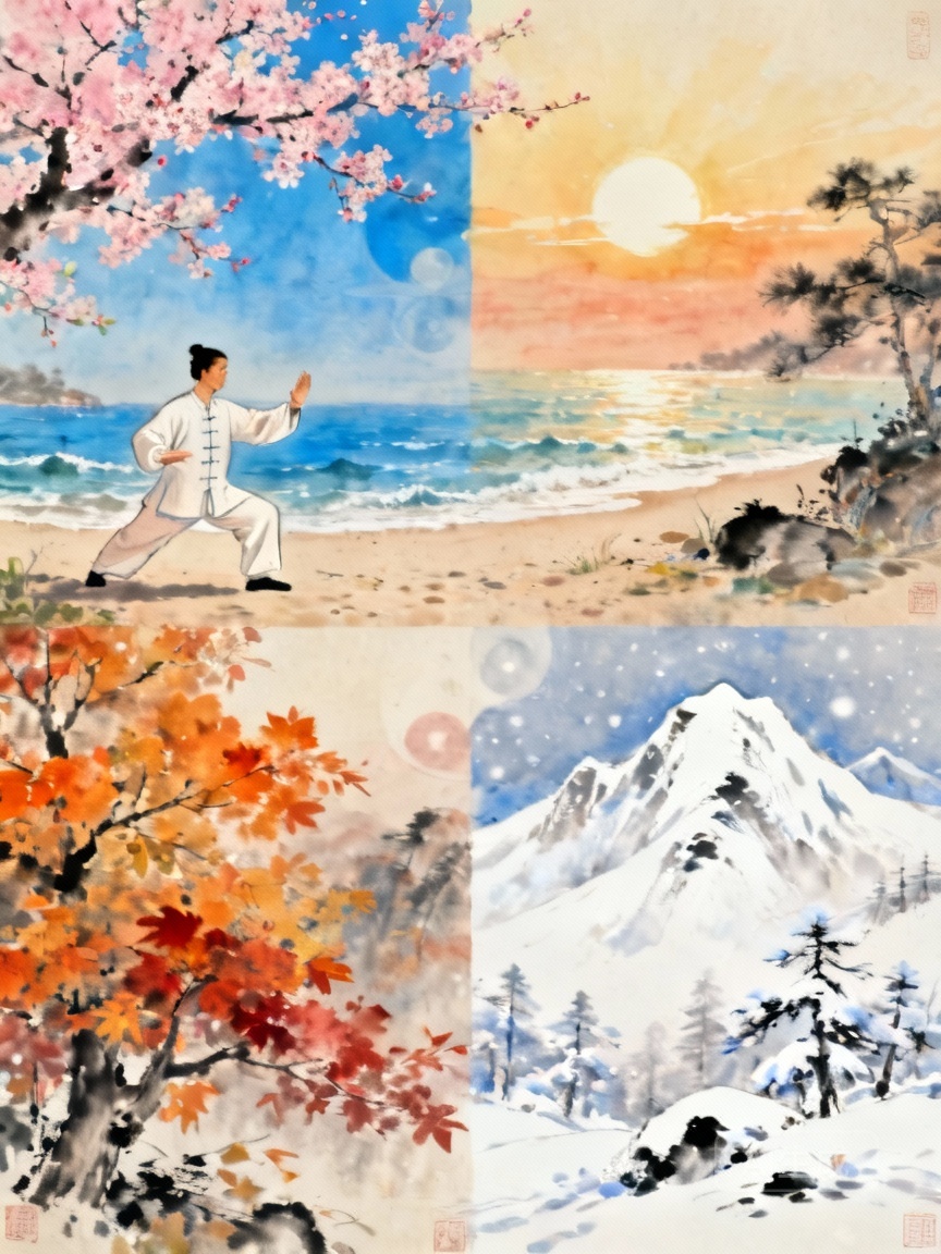 Four seasons wellness tips, harmonizing body with nature.