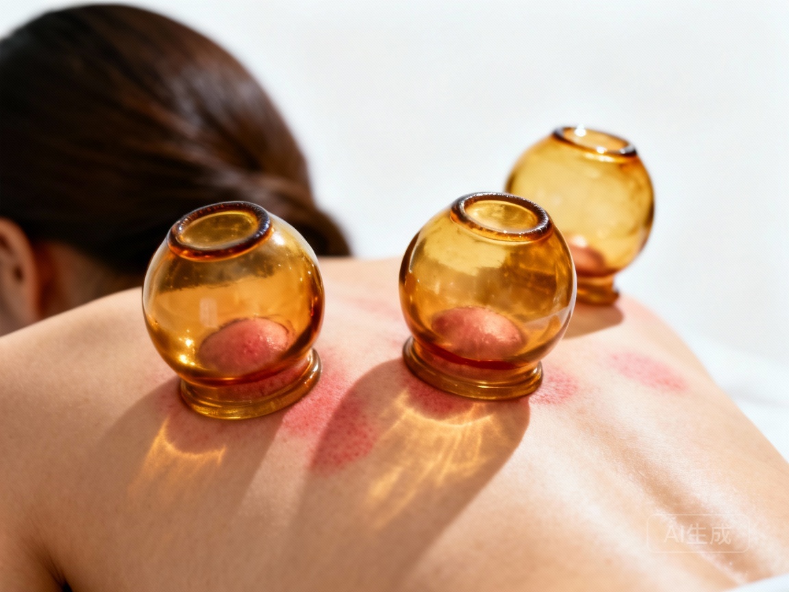 Cupping therapy improving blood flow, showing red marks on skin